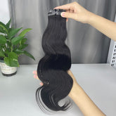 Extensions de cheveux clipsables sans couture vierges birmanes épaissies à trame simple #1B