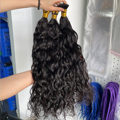 Extensions de cheveux birmanes vierges I-tip plus épaisses tirées #1B 100g