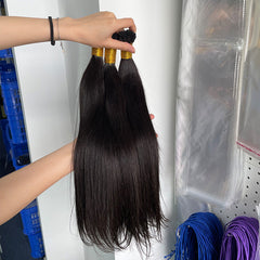 Extensions de cheveux birmanes vierges I-tip plus épaisses tirées #1B 100g