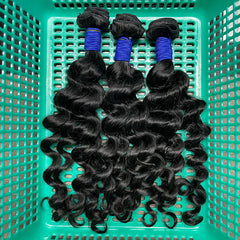 Cheveux naturels birmans, trame vierge, plus épais, tirés, #1B