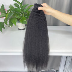 Extensions de cheveux clipsables sans couture vierges birmanes épaissies à trame simple #1B