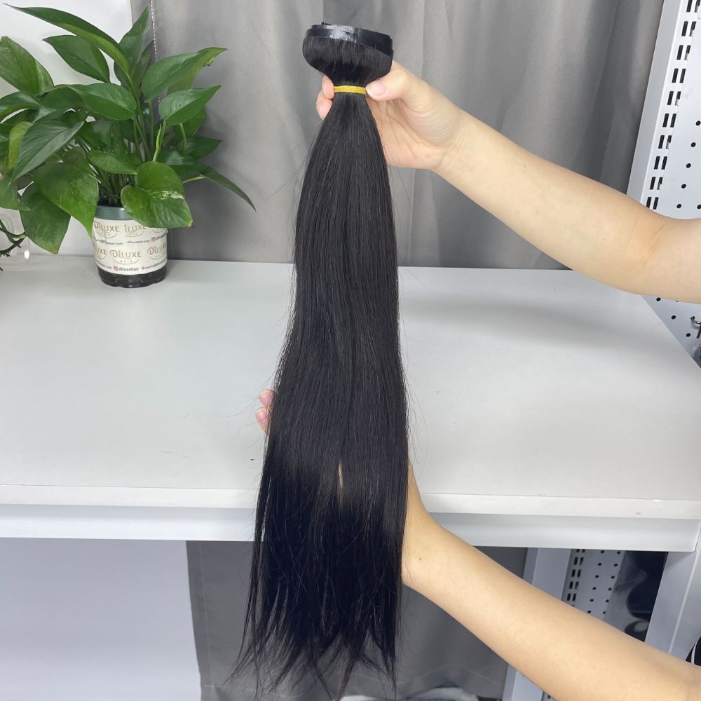Extensions de cheveux clipsables sans couture vierges birmanes épaissies à trame simple #1B