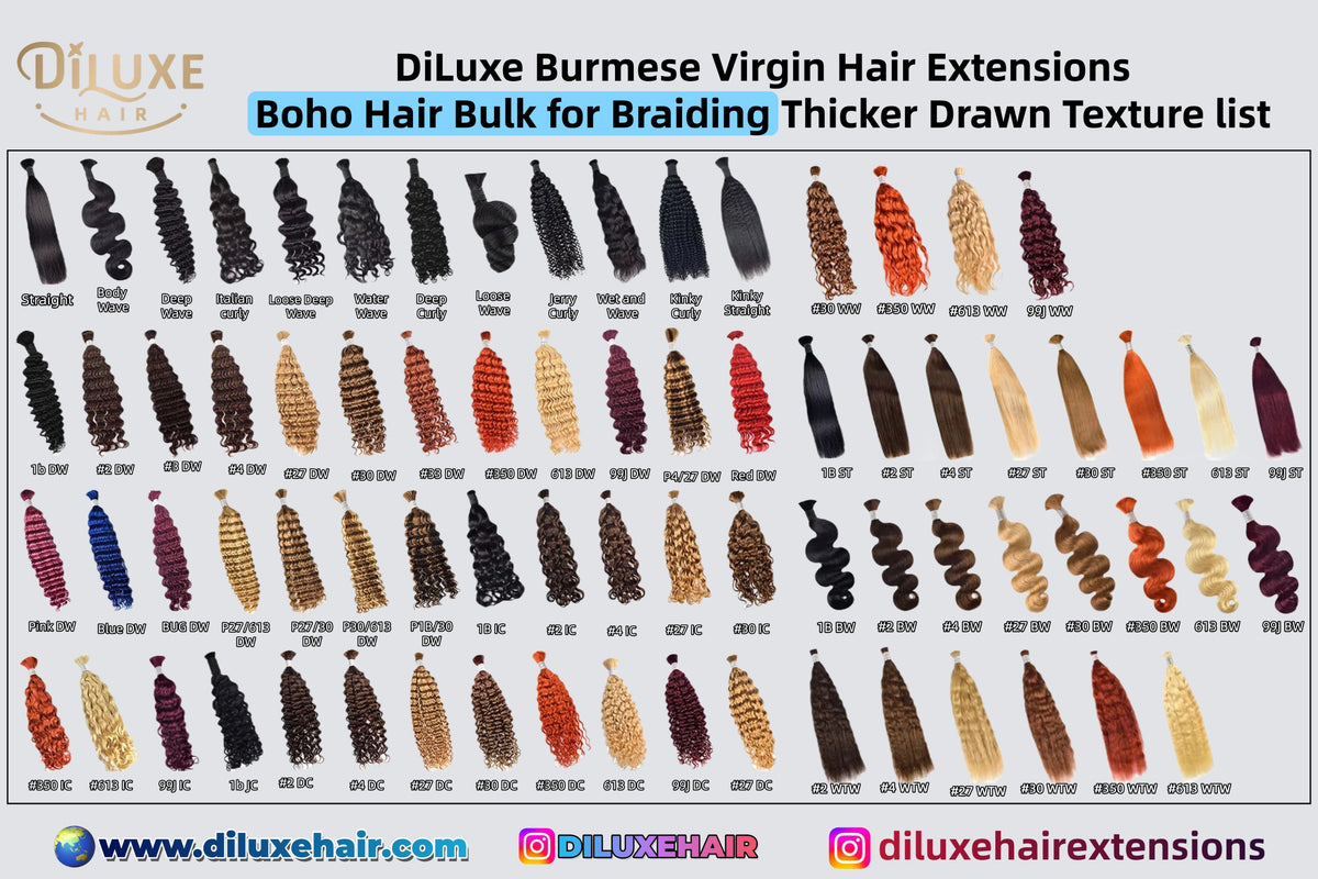 Extensions de cheveux vierges birmanes non tissées, style bohème, pour tresses, plus épaisses, 100g