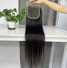 Cheveux vietnamiens bruts HD Closure 2x6 4x4 5x5 #1B