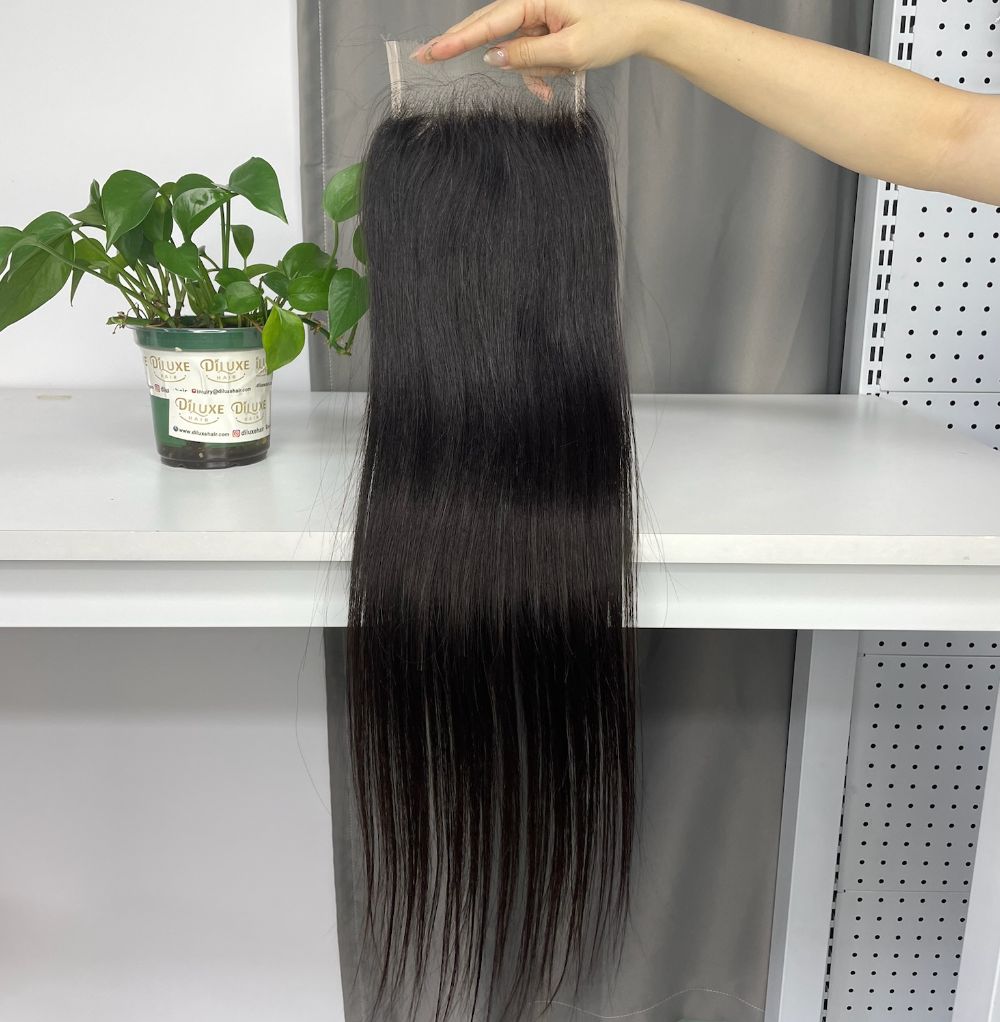 Cheveux vietnamiens bruts HD Closure 2x6 4x4 5x5 #1B