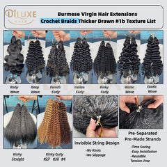 Extensions de cheveux à nattes au crochet vierges birmanes, aspect plus épais, 100 g