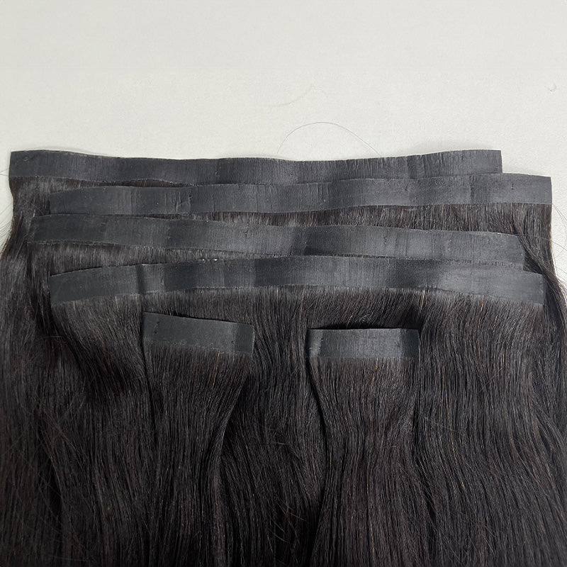 Extensions de cheveux birmanes vierges PU à clipser plus épaisses, étirées, #1B, 110g