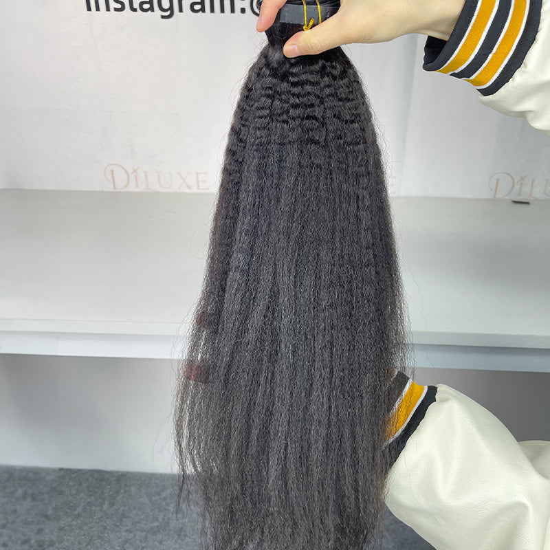 Extensions de cheveux birmanes vierges PU à clipser plus épaisses, étirées, #1B, 110g