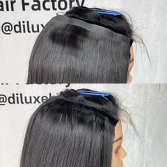 Extensions de cheveux birmanes vierges PU à clipser plus épaisses, étirées, #1B, 110g