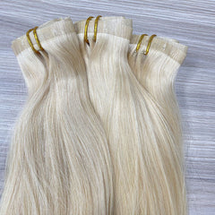 Extensions à clips sans démarcation abordables Cheveux bruts #613 Plus épais 110 g