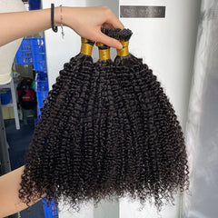 Extensions de cheveux birmanes vierges I-tip plus épaisses tirées #1B 100g