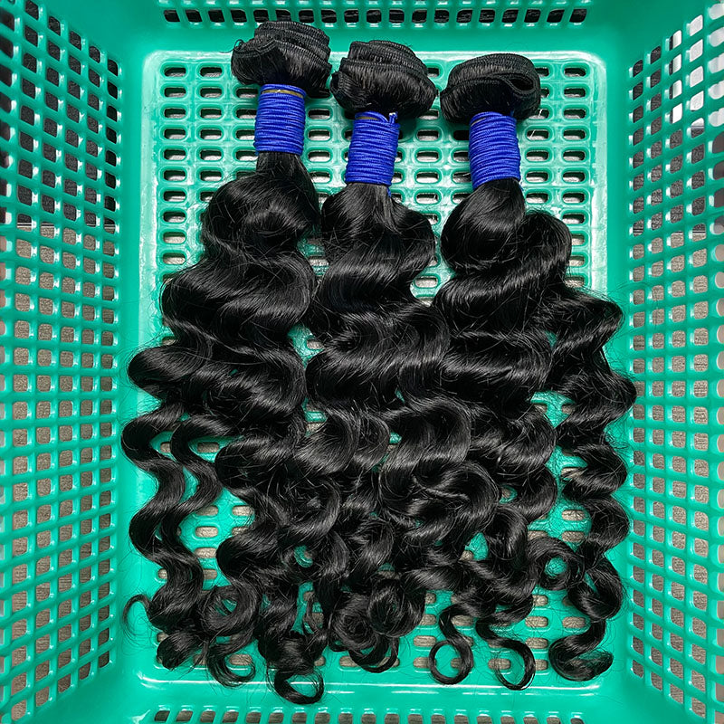 Cheveux naturels birmans, trame vierge, plus épais, tirés, #1B
