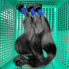 Cheveux naturels birmans, trame vierge, plus épais, tirés, #1B